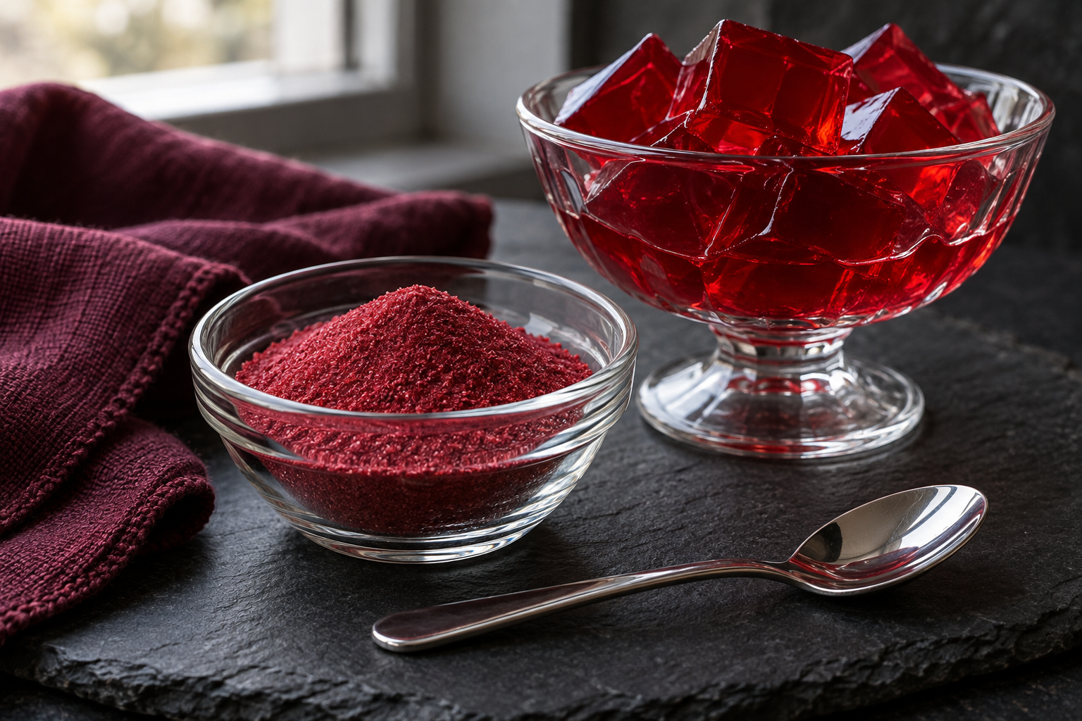Illustrative red gelatin ingredient photograph